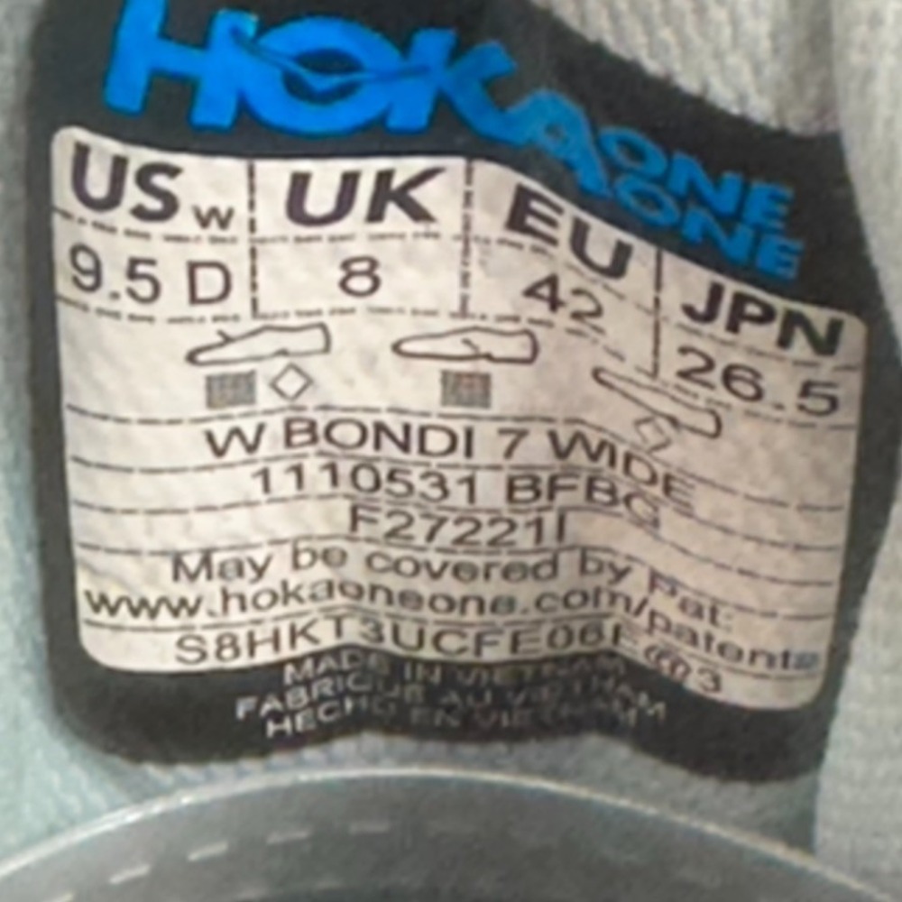 Hoka One One Bondi 7 Running Sneaker Women SZ 9.5 Wide Blue Mesh Sporty 1110531 - Picture 4 of 6